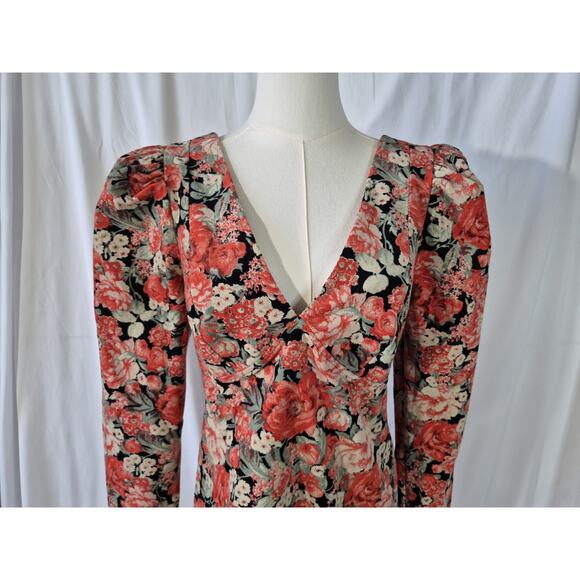 Free People Kapowski Orange Green Floral Printed Corduroy Mini Dress US 4 - Picture 3 of 8